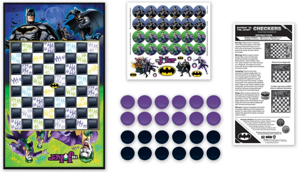Masterpieces Batman vs The Joker Checkers Board Game for Kids