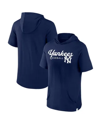 Men's Fanatics Navy New York Yankees Offensive Strategy Short Sleeve Pullover Hoodie