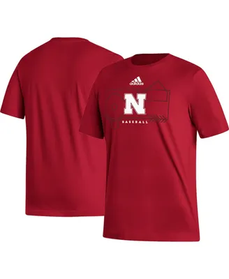 Men's adidas Scarlet Nebraska Huskers Locker Lines Baseball Fresh T-shirt
