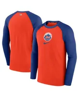 Men's Nike Orange New York Mets Authentic Collection Game Raglan Performance Long Sleeve T-shirt