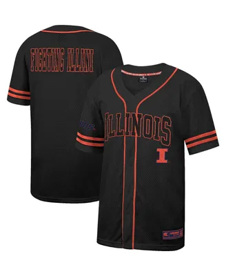 Men's Colosseum Black Illinois Fighting Illini Free Spirited Mesh Button-Up Baseball Jersey