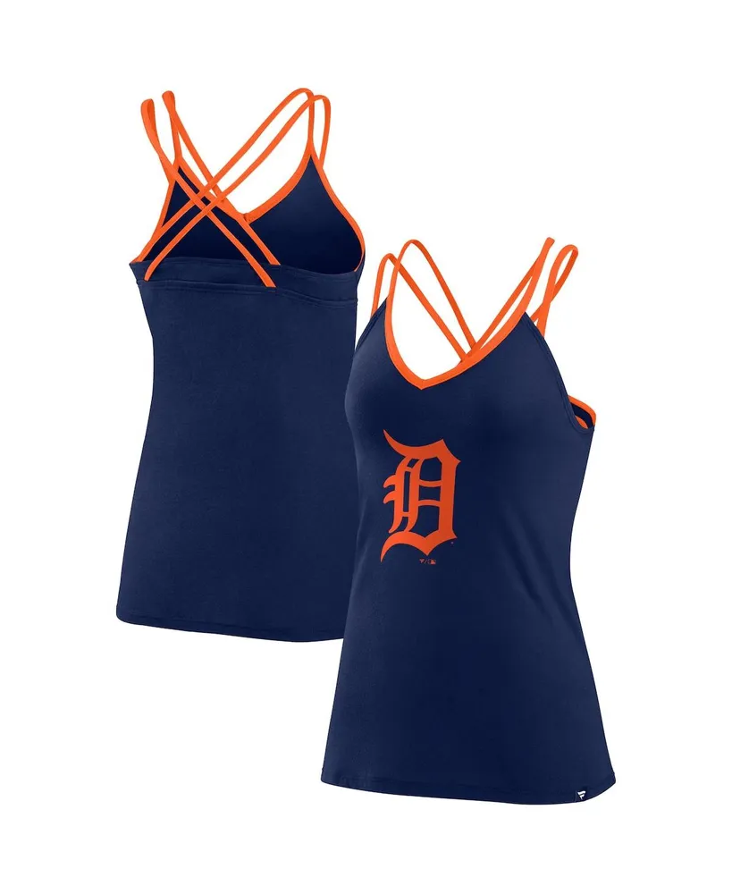 Women's Fanatics Navy Detroit Tigers Barrel It Up Cross Back V-Neck Tank Top