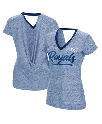 Women's Touch Royal Kansas City Royals Halftime Back Wrap Top V-Neck T-shirt