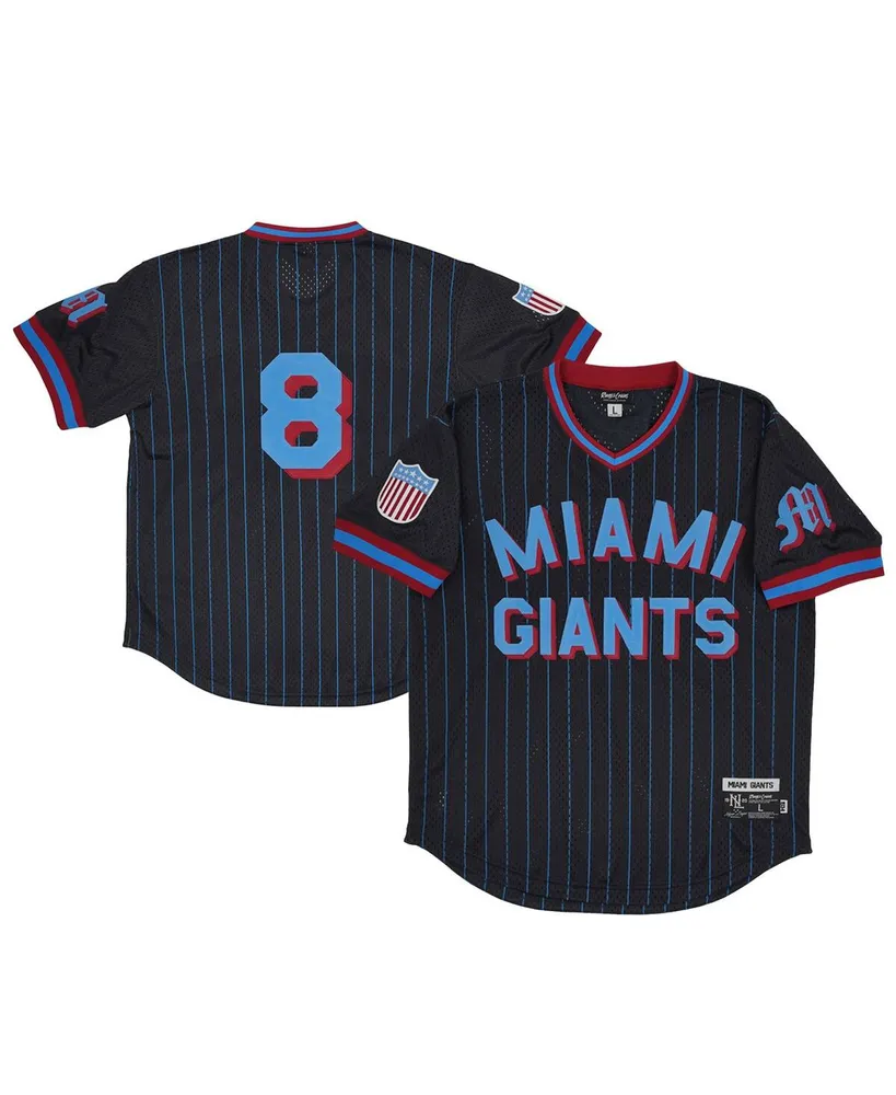 Men's Rings & Crwns #8 Black Miami Giants Mesh Replica V-Neck Jersey