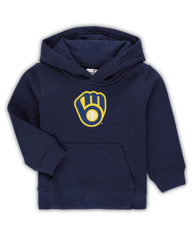 Toddler Boys and Girls Navy Milwaukee Brewers Team Primary Logo Fleece Pullover Hoodie