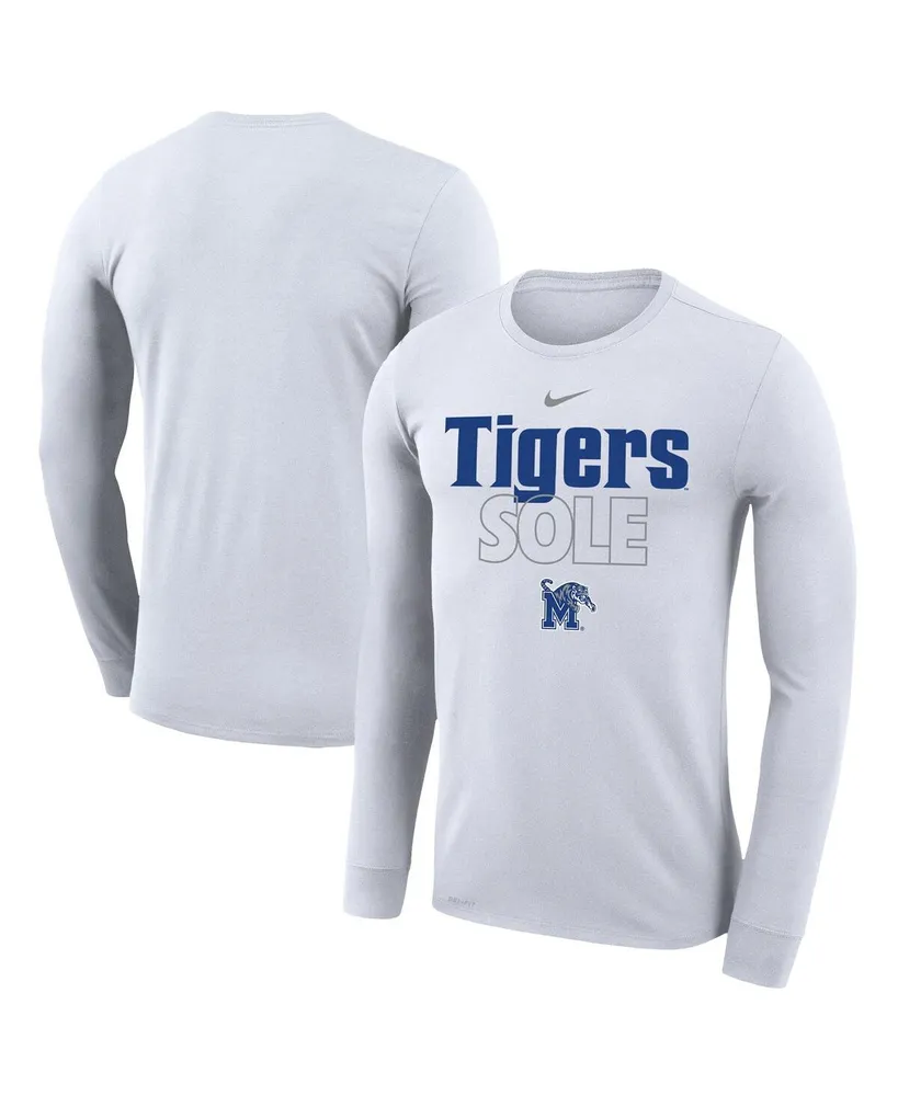 Men's Nike White Memphis Tigers On Court Bench Long Sleeve T-shirt