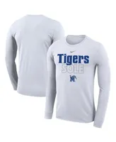 Men's Nike White Memphis Tigers On Court Bench Long Sleeve T-shirt