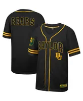 Men's Colosseum Black Baylor Bears Free Spirited Mesh Button-Up Baseball Jersey