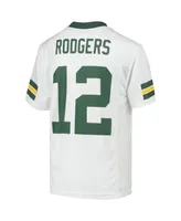 Big Boys and Girls Aaron Rodgers White Green Bay Packers Replica Player Jersey