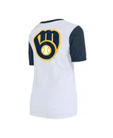 Women's New Era White Milwaukee Brewers Colorblock T-shirt