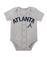 Infant Boys and Girls White, Heather Gray Atlanta Braves Two-Pack Little Slugger Bodysuit Set