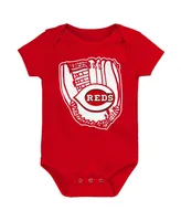 Newborn and Infant Boys Girls Heather Gray, Red, White Cincinnati Reds Minor League Player Three-Pack Bodysuit Set