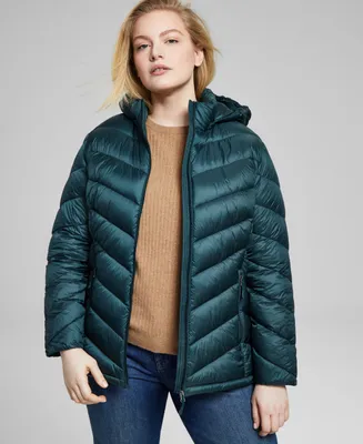 Charter Club Women's Plus Hooded Packable Puffer Coat, Created for Macy's