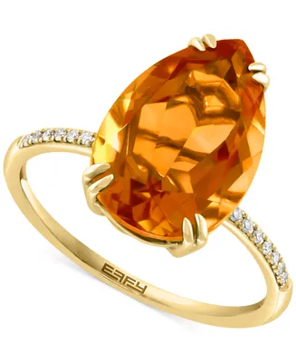 Effy Citrine (5-1/6 ct. t.w.) & White Sapphire (1/6 ct. t.w.) Statement Ring in 14k Gold-Plated Sterling Silver