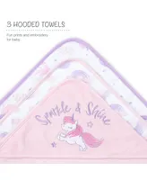 The Peanutshell Baby Girl Hooded Towels and Washcloths Gift Bath Set, 23 Piece, Pink Unicorn Rainbow