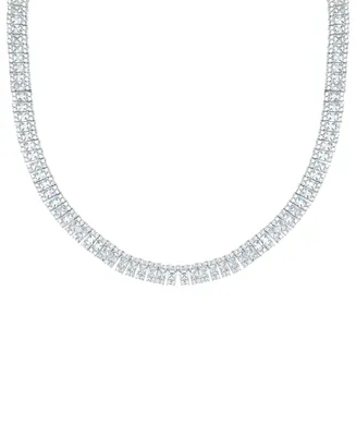 Macy's Cubic Zirconia Princess and Round Tennis Necklace, 20" in 14K Gold Plated