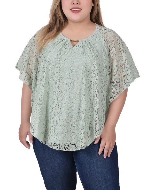 NY Collection Plus Size Sequin-Front Poncho Top - Macy's