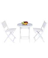 Costway 3 Pcs Folding Bistro Table Chairs Set Garden Backyard Patio Furniture