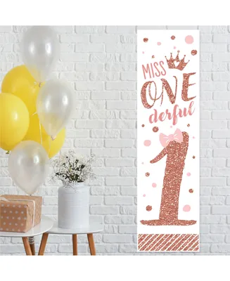 1st Birthday Little Miss Onederful Girl First Birthday Party Vertical Banner