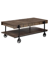 Furniture of America Luther 3 Piece Steel Industrial Coffee End Table Set
