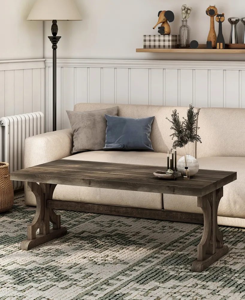 Furniture of America Arder 18.62" Wood Veneer Rectangle Trestle Coffee Table