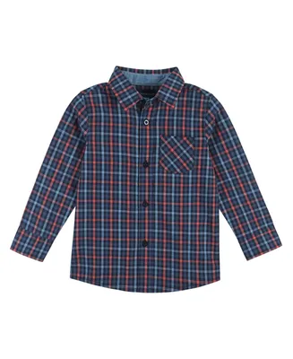Toddler/Child Boys Navy Plaid Button Down Shirt