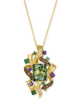 Le Vian Crazy Collection Multi-Gemstone (5-1/5 ct. t.w.) & Diamond (1/2 ct. t.w.) Cluster Pendant Necklace in 14k Gold, 18" + 2" extender