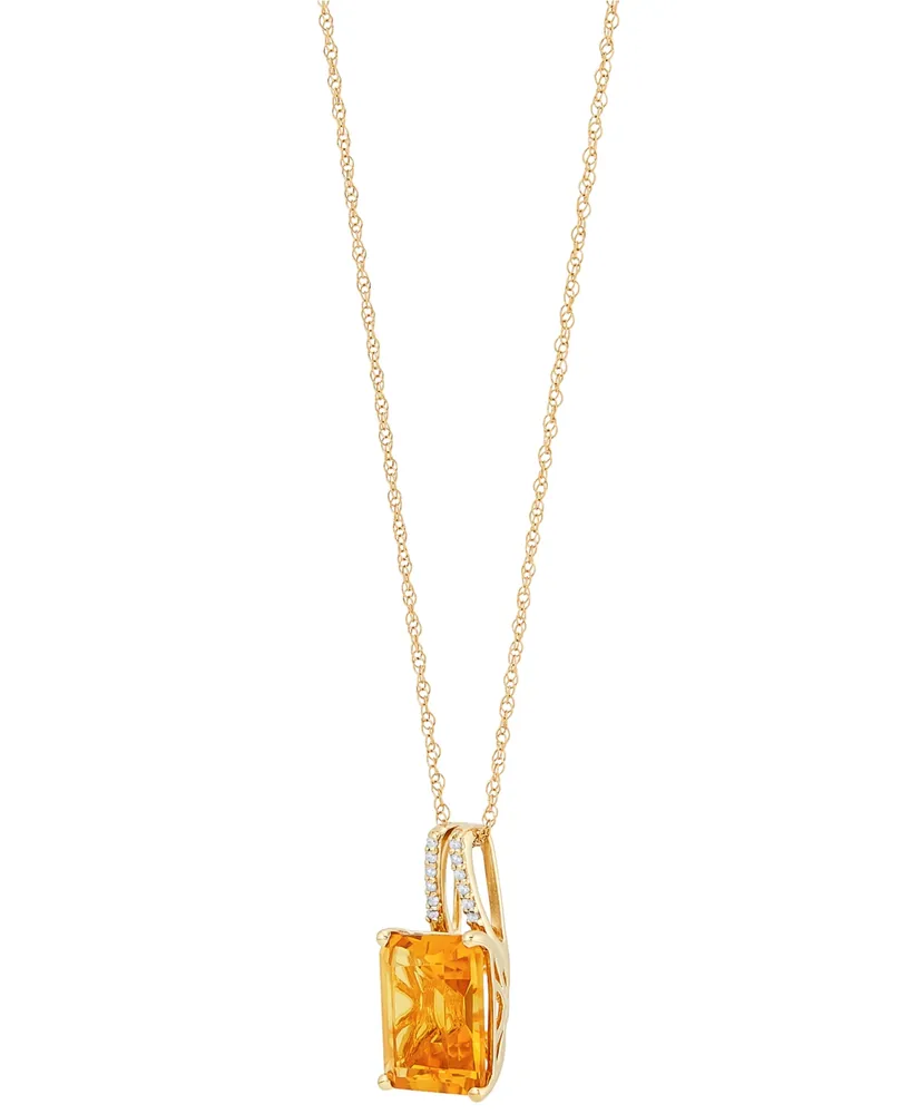 Citrine (3 ct. t.w.) & Diamond Accent 18" Pendant Necklace in 14k Gold