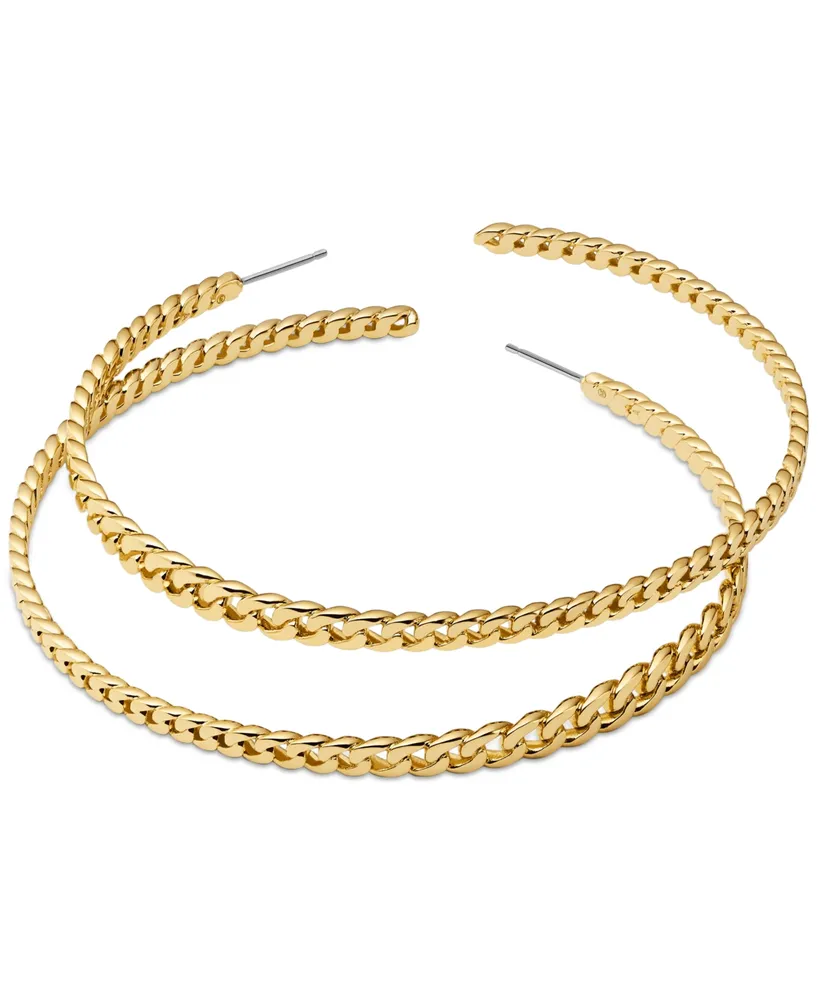 Michael Kors Statement Link Premium Gold-Tone Brass Hoop Earrings