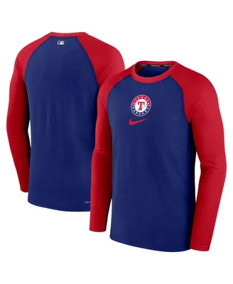 Men's Nike Royal Texas Rangers Authentic Collection Game Raglan Performance Long Sleeve T-shirt