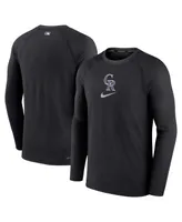 Men's Nike Black Colorado Rockies Authentic Collection Game Raglan Performance Long Sleeve T-shirt