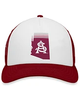Men's Top of the World White, Maroon Arizona State Sun Devils Tone Down Trucker Snapback Hat