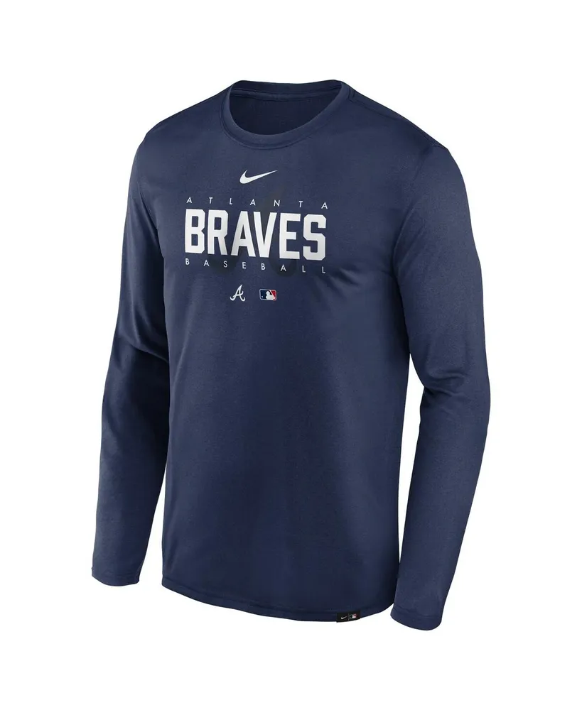Men's Nike Navy Atlanta Braves Authentic Collection Team Logo Legend Performance Long Sleeve T-shirt