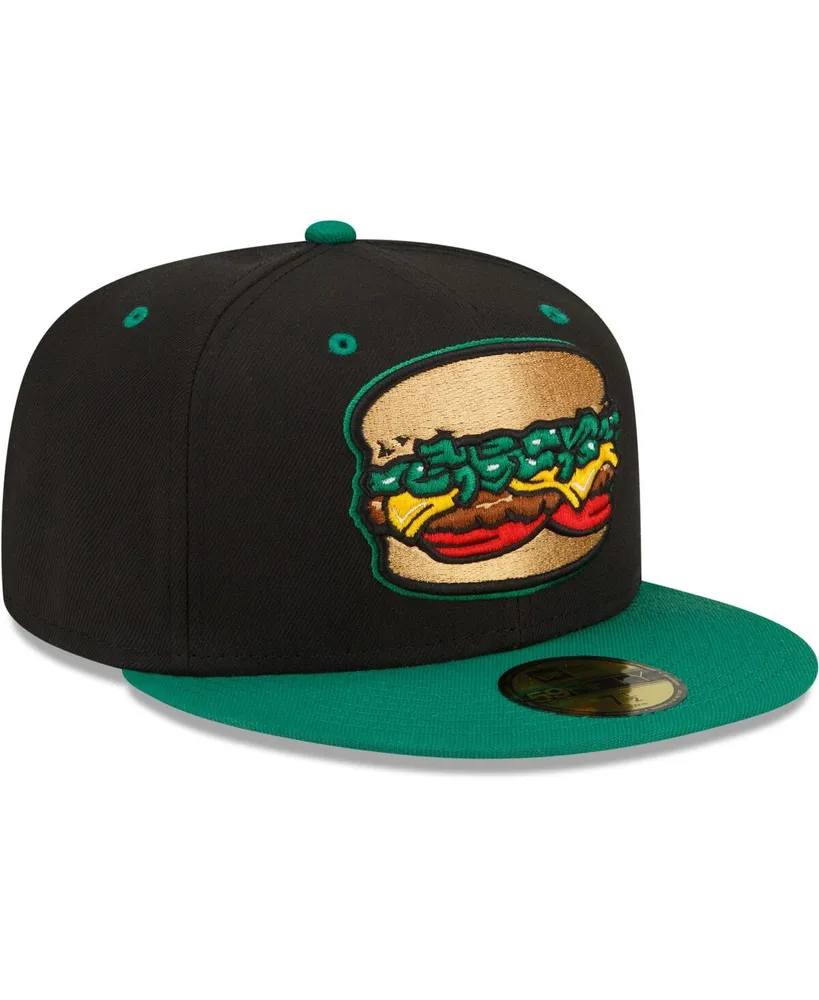 Men's New Era Black Albuquerque Isotopes Green Chile Cheeseburgers Theme Night 59FIFTY Fitted Hat