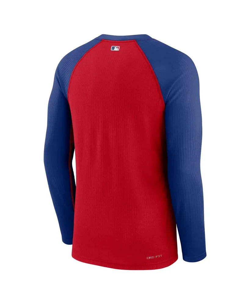 Men's Nike Red Chicago Cubs Authentic Collection Game Raglan Performance Long Sleeve T-shirt