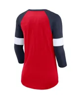 Women's Nike New England Patriots Heather Red/Heather Navy Football Pride Raglan 3/4-Sleeve T-shirt