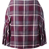 Lands' End Women's School Uniform Side Pleat Plaid Skort Above the Knee