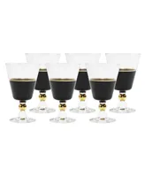 Black Water Glasses with Trim and Stem, Set of 6