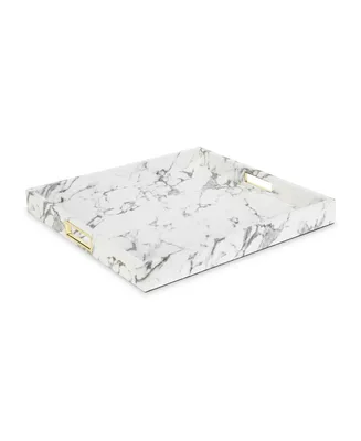 Marble with Gold-Tone Stainless Steel Handles Tray