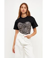 Grey Lab Women's Leopard Shirred Cropped Top