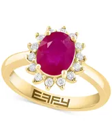 Effy Ruby (1-7/8 ct. t.w.) & Diamond (1/4 ct. t.w.) Halo Ring in 14k Gold