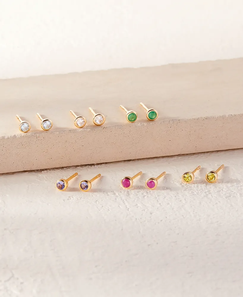 brook & york Natural Stones 14K Gold-Plated Vermeil Sage Birthstone Earrings - Gold