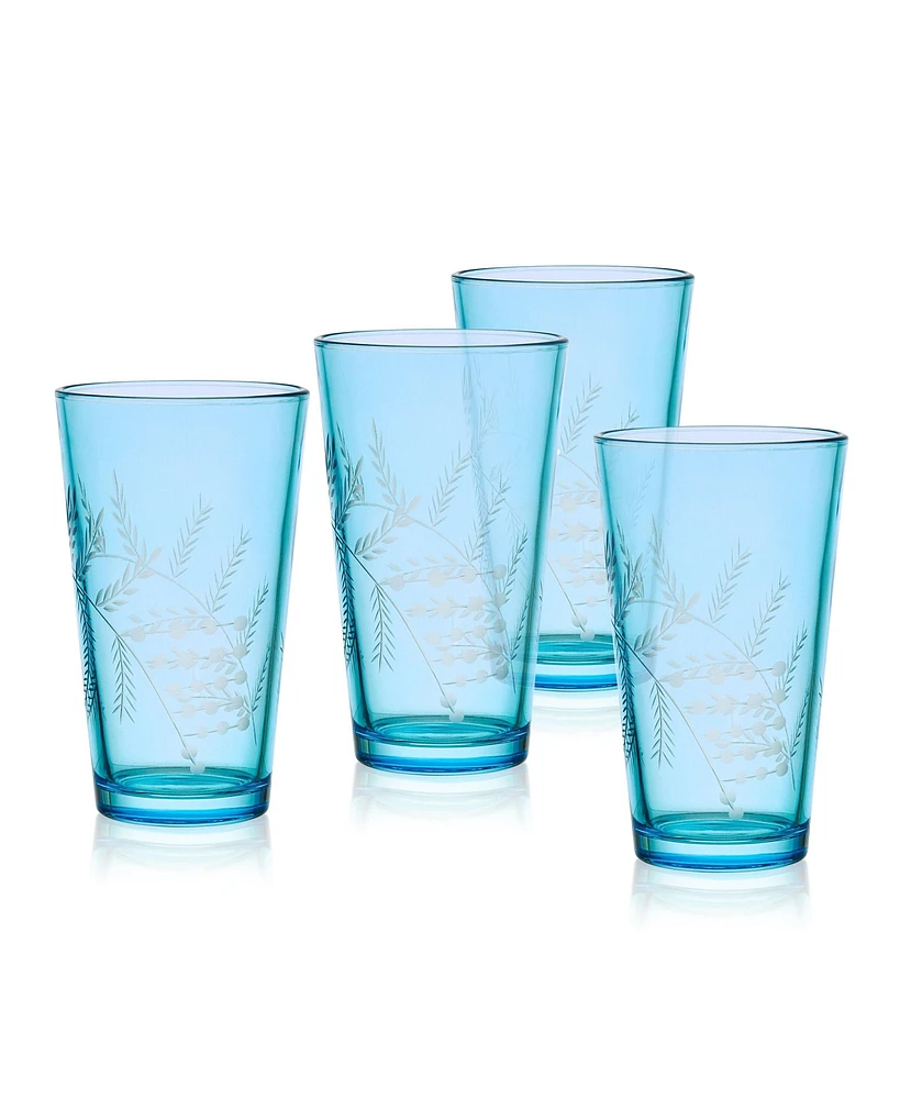 Fitz and Floyd Wildflower 16-oz Highball Glasses 4-Piece Set