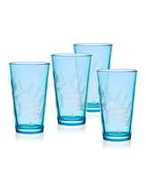 Fitz and Floyd Wildflower 16-oz Highball Glasses 4-Piece Set