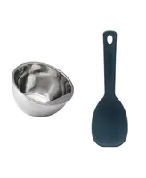 Helen's Asian Kitchen Rice Kit with Stainless Steel Japanese Rice Washing Bowl and Silicone Never Stick Rice Paddle