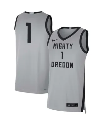 Men's Nike #1 Gray, Black Oregon Ducks Limited Basketball Jersey
