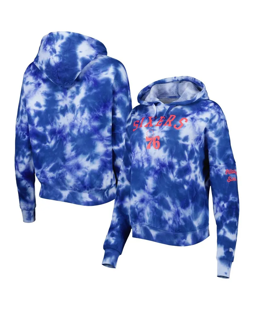 Women's New Era Royal Philadelphia 76ers Brushed Cotton Tie-Dye Pullover Hoodie