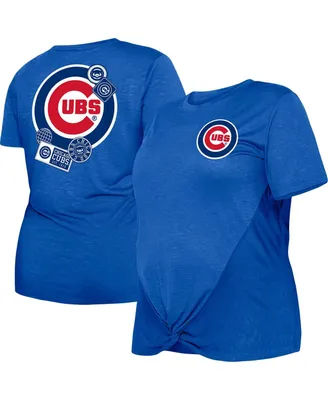 Women's New Era Royal Chicago Cubs Plus Size Two-Hit Front Knot T-shirt