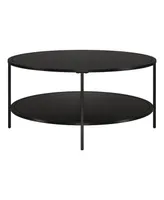 Hudson & Canal Sivil 36" Wide Round Coffee Table with Metal Top