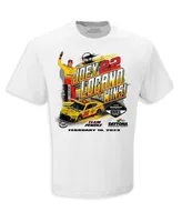 Men's Checkered Flag Sports White Joey Logano 2023 Bluegreen Vacations Duel 1 Race Winner T-shirt